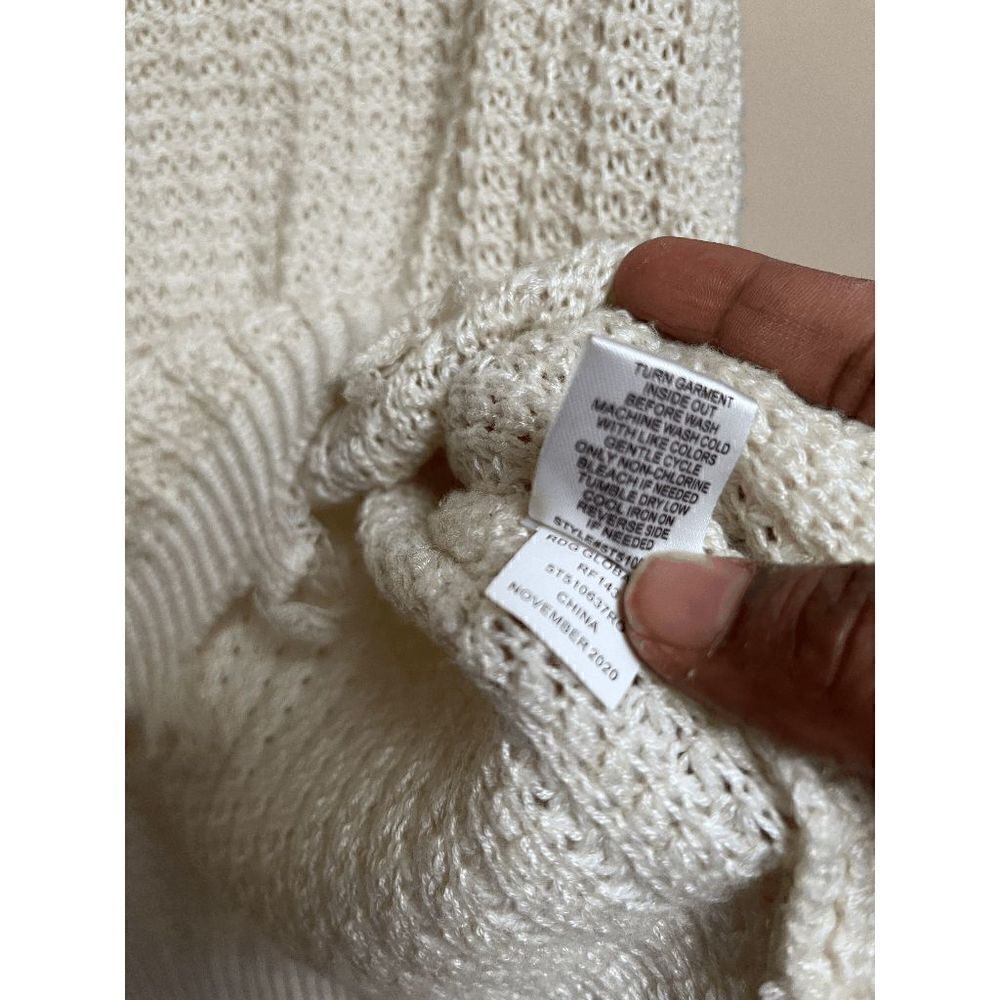 Freshman Womens Tunic Frayed Trim Cropped Sweater Beige Sz S - Picture 5 of 6